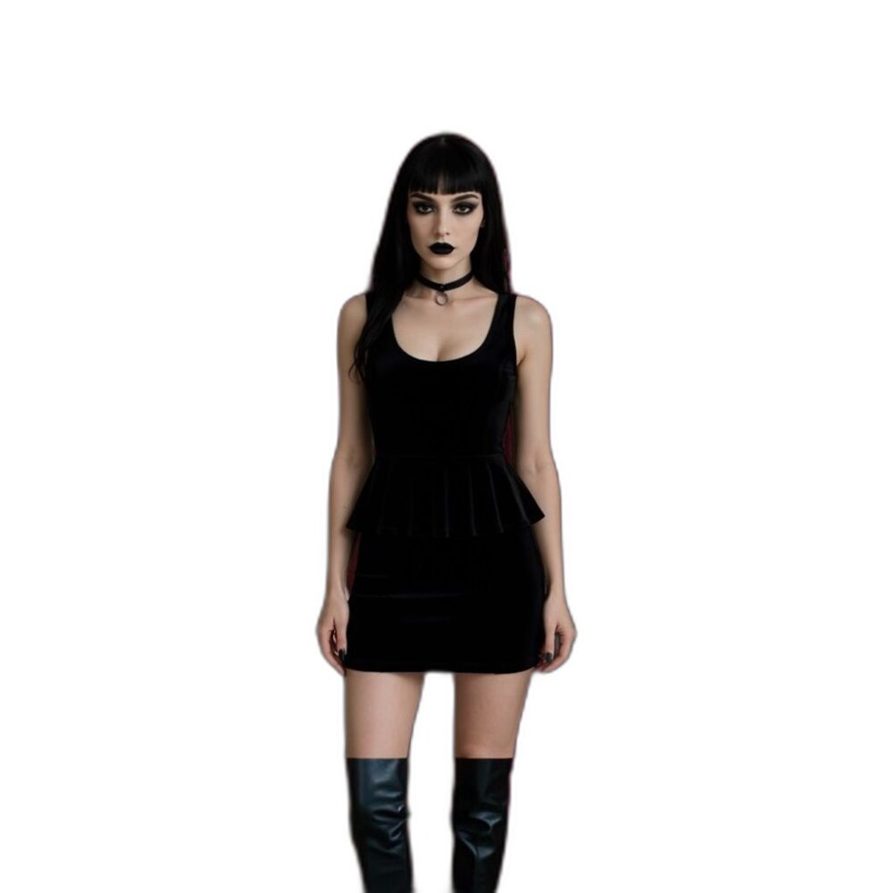 🖤 Gothic-Inspired Black Peplum Mini Dress by Foreign Exchange